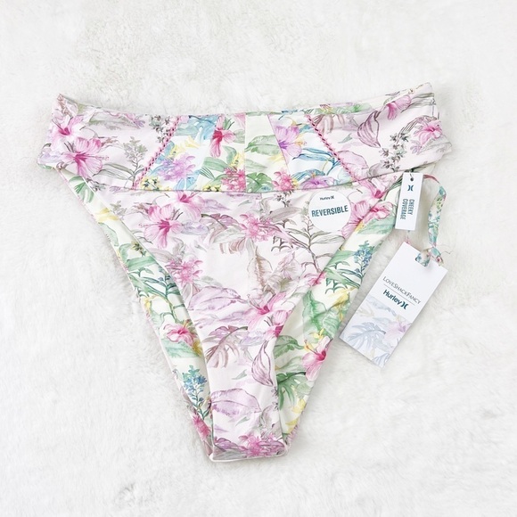 NWT LoveShackFancy x Hurley Hawaiian Hibiscus High Waisted Cheeky Bottoms - Picture 6 of 9